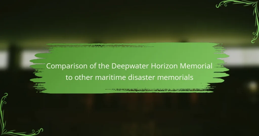 Comparison of the Deepwater Horizon Memorial to other maritime disaster memorials