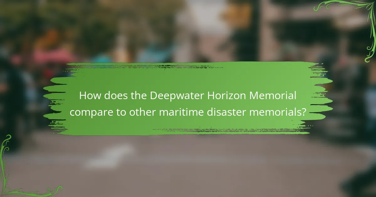 How does the Deepwater Horizon Memorial compare to other maritime disaster memorials?