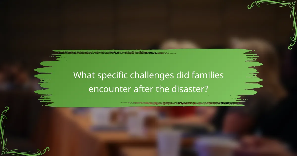 What specific challenges did families encounter after the disaster?