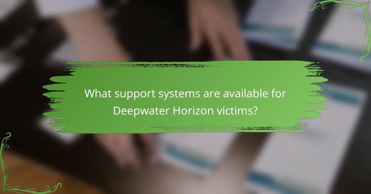 What support systems are available for Deepwater Horizon victims?